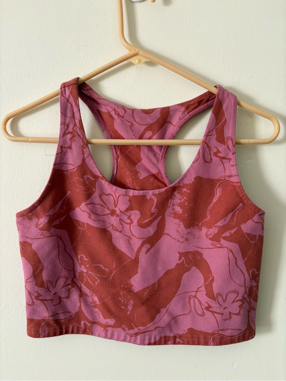 Pact Purefit Bra Top Marbled Floral Rosebud MEDIUM organic cotton
